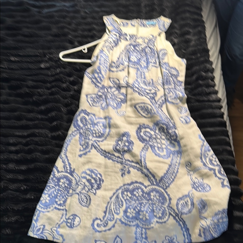 J. McLaughlin Women's Dress in Blue and Cream Floral